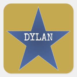 Rock Star Birthday Party Name Stickers Blue Gold