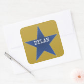 Rock Star Birthday Party Name Stickers Blue Gold (Envelop)