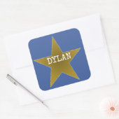 Rock Star Birthday Party Name Stickers Blue Gold (Envelop)