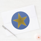 Rock Star Birthday Party Name Stickers Blue Gold (Envelop)