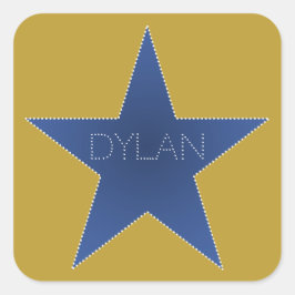 Rock Star Birthday Party Name Stickers Blue Gold