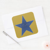 Rock Star Birthday Party Name Stickers Blue Gold (Envelop)
