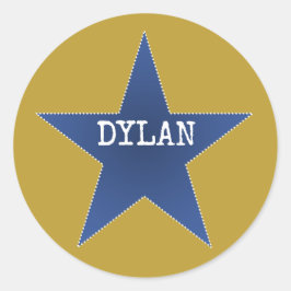 Rock Star Birthday Party Name Stickers Blue Gold