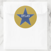 Rock Star Birthday Party Name Stickers Blue Gold (Tas)
