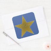 Rock Star Birthday Party Name Stickers Blue Gold (Envelop)