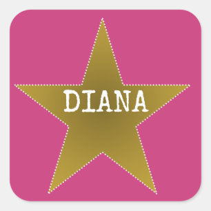 Rock Star Birthday Party Name Stickers Pink Gold