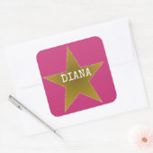 Rock Star Birthday Party Name Stickers Pink Gold (Envelop)