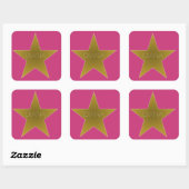 Rock Star Birthday Party Name Stickers Pink Gold (Vel)