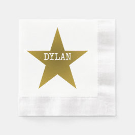 Rock Star Birthday Party Napkins Blue Gold Servet