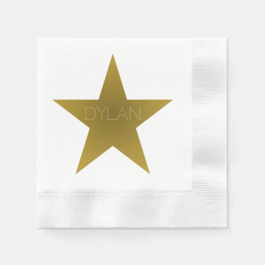 Rock Star Birthday Party Napkins Blue Gold Servet (Voorkant)