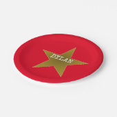 Rock Star Birthday Red Gold Papieren Bordje (Gekanteld)