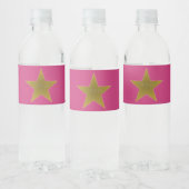 Rock Star Birthday Water Bottle Pink Gold Waterfles Etiket (Flessen)