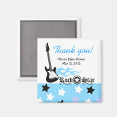 ROCK STAR Blauw Baby shower Favor Magnet (Voorkant / Achterkant)