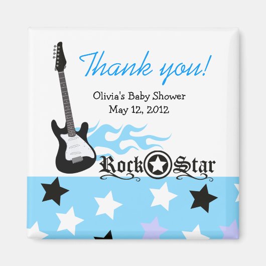 ROCK STAR Blauw Baby shower Favor Magnet (Voorkant)