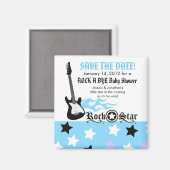 ROCK STAR Blauw Baby shower Favor Magnet (Voorkant / Achterkant)