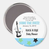 ROCK STAR Blauw Baby shower Favor Magnet (Voorkant / Achterkant)