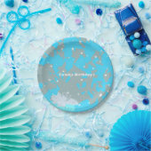 Rock Star Blue & Grey Grunge Verjaardagsfeest Bord (Feest)