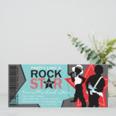 Rock Star Boy Band Birthday Aqua Red Kaart (Staand voorkant)