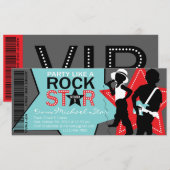 Rock Star Boy Band Birthday Aqua Red Kaart (Voorkant / Achterkant)