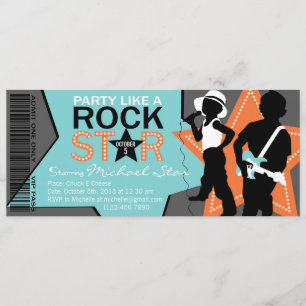 Rock Star Boy Band Birthday Aqua Sinaasappel Kaart