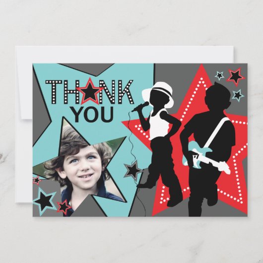 Rock Star Boy Band Hartelijk dank Aqua Red Bedankkaart (Voorkant)