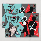 Rock Star Boy Band Hartelijk dank Aqua Red Bedankkaart (Voorkant / Achterkant)