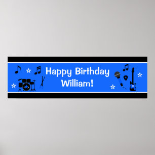 Rock Star Boy Birthday Banner 40x12 Poster