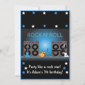 Rock Star Boy Birthday Invitation Kaart (Achterkant)