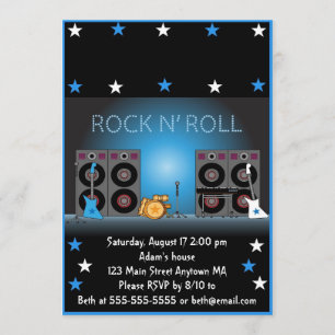 Rock Star Boy Birthday Invitation Kaart