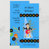 Rock Star Boy verjaardagsuitnodiging Kaart (Voorkant / Achterkant)