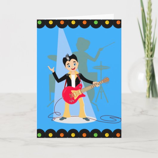 Rock Star Boy verjaarfeestje Kaart (Voorkant)