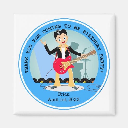 Rock Star Boy verjaarfeestje Magneet (Voorkant)