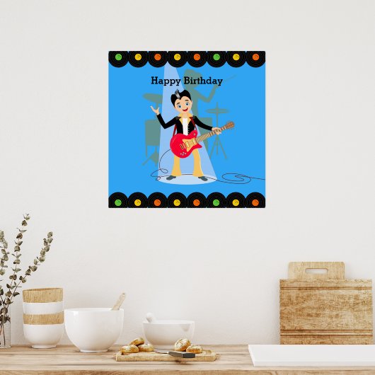 Rock Star Boy verjaarfeestje Poster (Keuken)