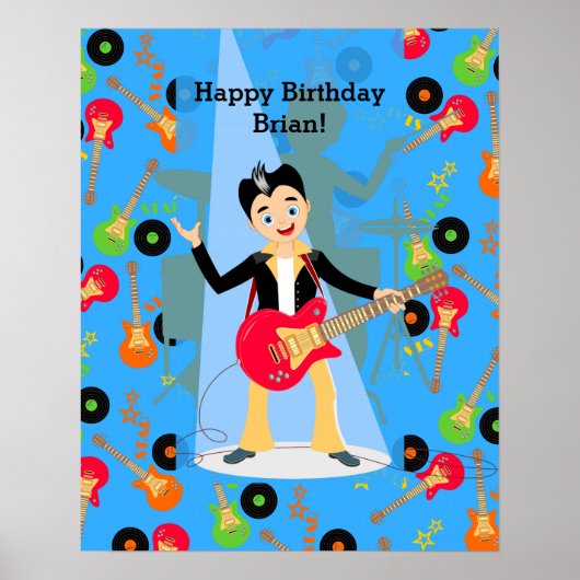 Rock Star Boy verjaarfeestje Poster (Voorkant)