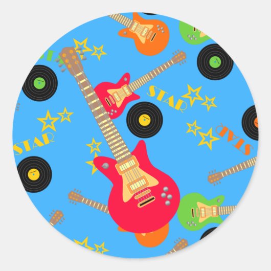Rock Star Boy verjaarfeestje Ronde Sticker (Voorkant)