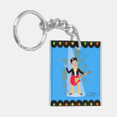 Rock Star Boy verjaarfeestje Sleutelhanger (Voorkant Links)