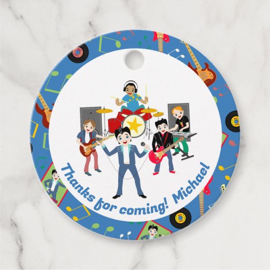 Rock Star Boys Band Verjaardagsfeest Bedankjes Labels (Voorkant)