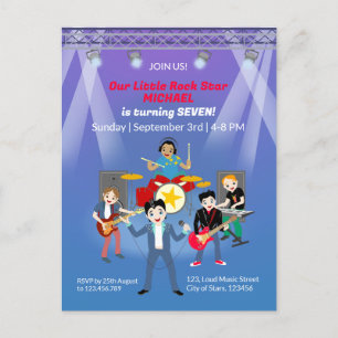 Rock Star Boys Band Verjaardagsfeest Briefkaart