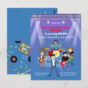 Rock Star Boys Band Verjaardagsfeest Briefkaart