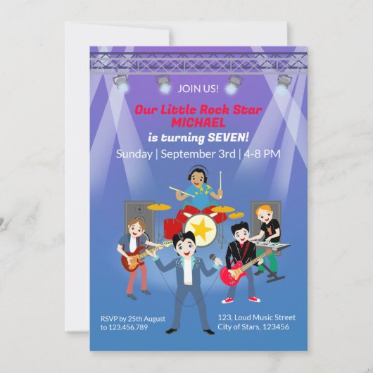 Rock Star Boys Band Verjaardagsfeest Kaart (Voorkant)