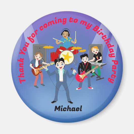 Rock Star Boys Band Verjaardagsfeest Magneet (Voorkant)