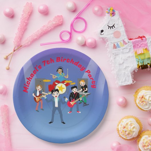 Rock Star Boys Band Verjaardagsfeest Papieren Bordje (Feest)