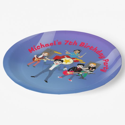 Rock Star Boys Band Verjaardagsfeest Papieren Bordje (Gekanteld)