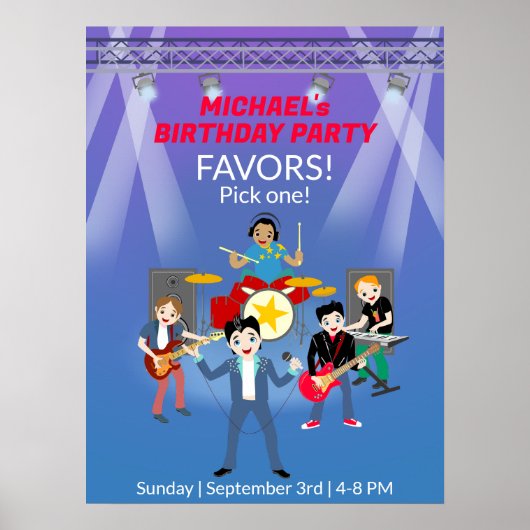Rock Star Boys Band Verjaardagsfeest Poster (Voorkant)