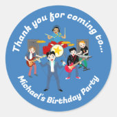 Rock Star Boys Band Verjaardagsfeest Ronde Sticker (Voorkant)