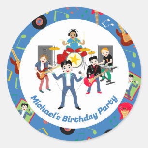 Rock Star Boys Band Verjaardagsfeest Ronde Sticker