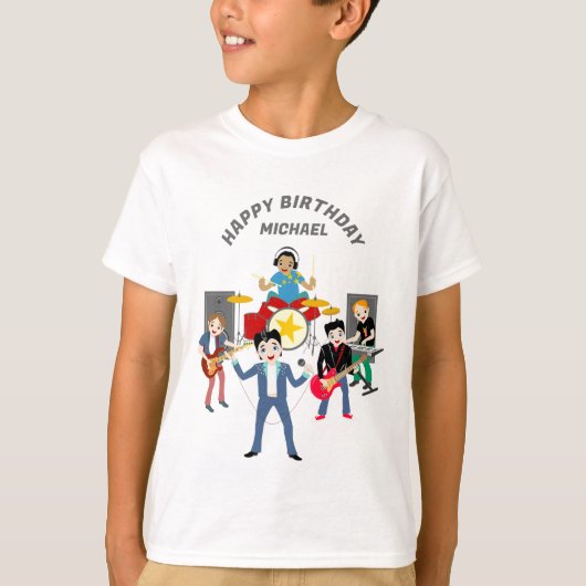 Rock Star Boys Band Verjaardagsfeest T-shirt (Voorkant)