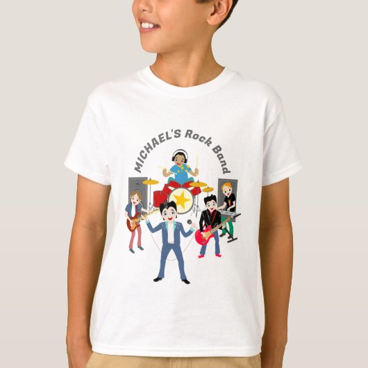 Rock Star Boys Band Verjaardagsfeest T-shirt (Voorkant)