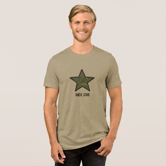 Rock Star Cool Rock textuur met aangepaste tekst Tri-Blend Shirt (Voorkant volledig)