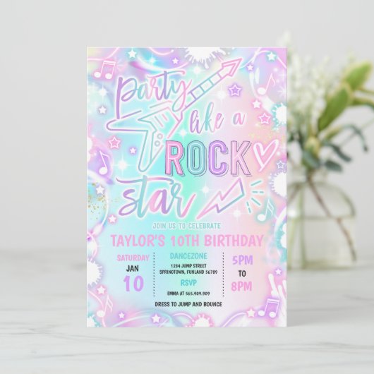 Rock Star Dance Music Tie Dye Neon Glow Verjaardag Kaart (Staand voorkant)